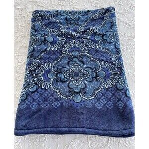 Vera Bradley Cascade Tapestry Blanket Retired Blue Plush Fleece Approx 81"x50"